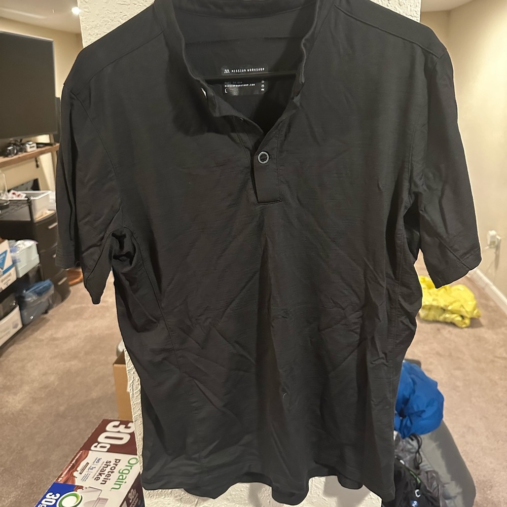 Mission Workshop District Merino Henley Black Cycling Shirt